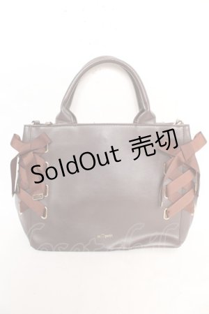 画像: m petit by misako / AMレースアップ 2WAY トートバッグ  中茶 Y-26-02-13-080-LO-BG-SZ-ZY