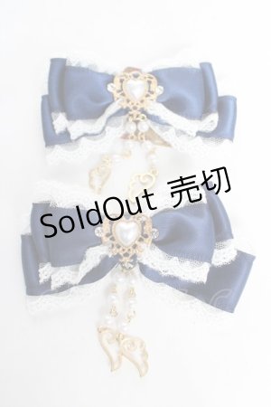 画像: Amavel / Fairy Dreamダブルリボンクリップ F ネイビー Y-26-02-13-010-CA-AC-SZ-ZY
