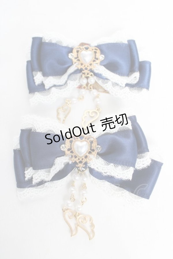 画像1: Amavel / Fairy Dreamダブルリボンクリップ F ネイビー Y-26-02-13-010-CA-AC-SZ-ZY (1)