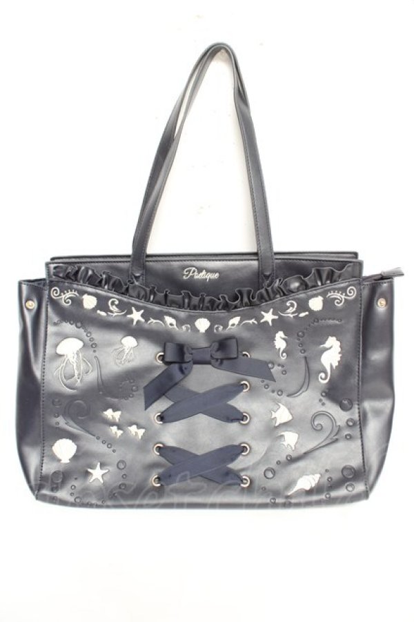 画像1: axes femme POETIQUE / アクアリウム刺繍トートバッグ  紺 Y-26-02-13-081-AX-BG-SZ-ZY (1)