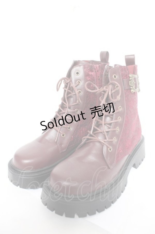 画像1: axes femme / バックル使いワークブーツ L ワイン Y-26-02-13-082-AX-SH-SZ-ZY (1)