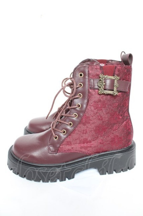 画像2: axes femme / バックル使いワークブーツ L ワイン Y-26-02-13-082-AX-SH-SZ-ZY (2)
