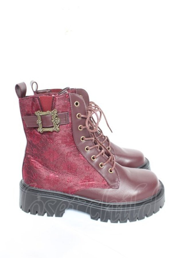 画像4: axes femme / バックル使いワークブーツ L ワイン Y-26-02-13-082-AX-SH-SZ-ZY (4)