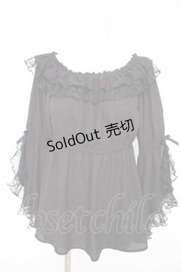 画像1: axes femme kawaii / 2WAY姫袖ブラウス M 黒 Y-26-02-13-088-AX-BL-SZ-ZY (1)