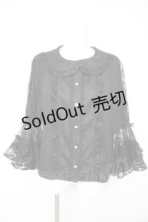 画像: axes femme kawaii / レーシー姫袖ブラウス M 黒 Y-26-02-13-089-AX-BL-SZ-ZS