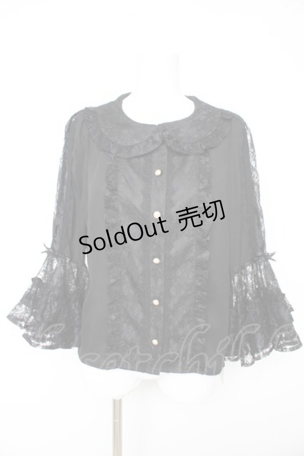 画像1: axes femme kawaii / レーシー姫袖ブラウス M 黒 Y-26-02-13-089-AX-BL-SZ-ZS (1)