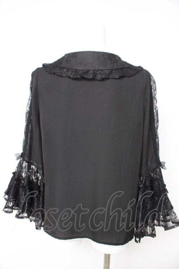 画像2: axes femme kawaii / レーシー姫袖ブラウス M 黒 Y-26-02-13-089-AX-BL-SZ-ZY (2)