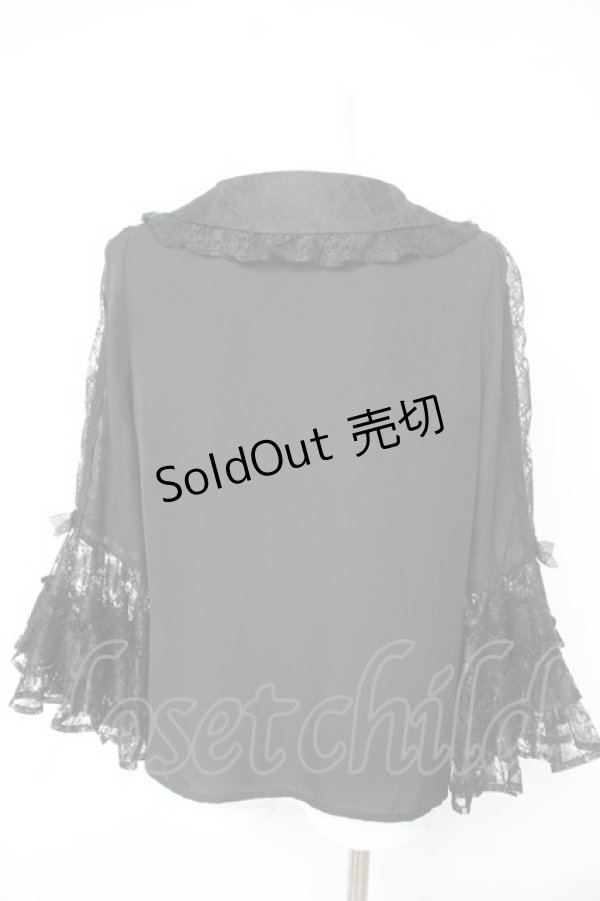 画像2: axes femme kawaii / レーシー姫袖ブラウス M 黒 Y-26-02-13-089-AX-BL-SZ-ZS (2)