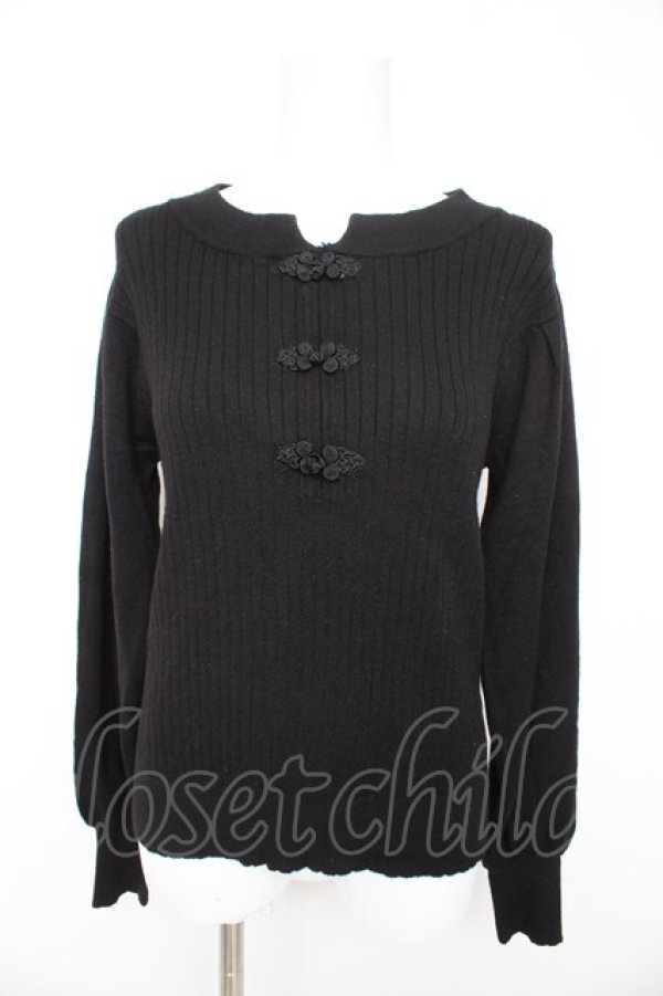 画像1: axes femme / チャイナ釦ニットPO F 黒 Y-26-02-13-090-AX-TO-SZ-ZY (1)