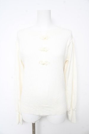 画像: axes femme / チャイナ釦ニットPO F 白 Y-26-02-13-091-AX-TO-SZ-ZY