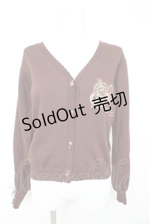 画像: axes femme / 時計×歯車刺繍ニットカーディガン F 茶 Y-26-02-13-095-AX-TO-SZ-ZY