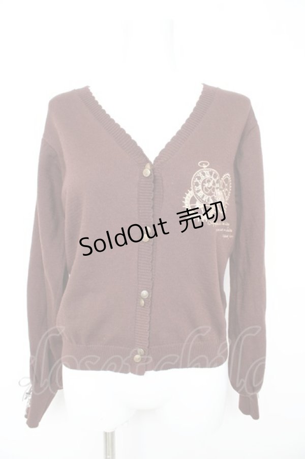 画像1: axes femme / 時計×歯車刺繍ニットカーディガン F 茶 Y-26-02-13-095-AX-TO-SZ-ZY (1)