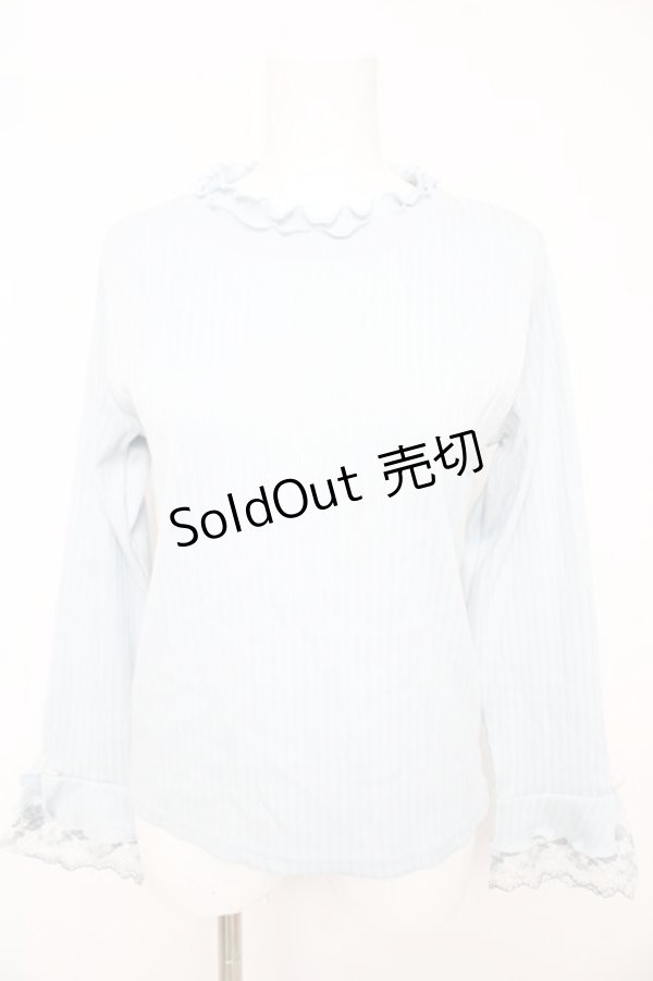 画像1: axes femme / フラワーカラーレースリブプルオーバー F サックス Y-26-02-13-097-AX-TO-SZ-ZY (1)