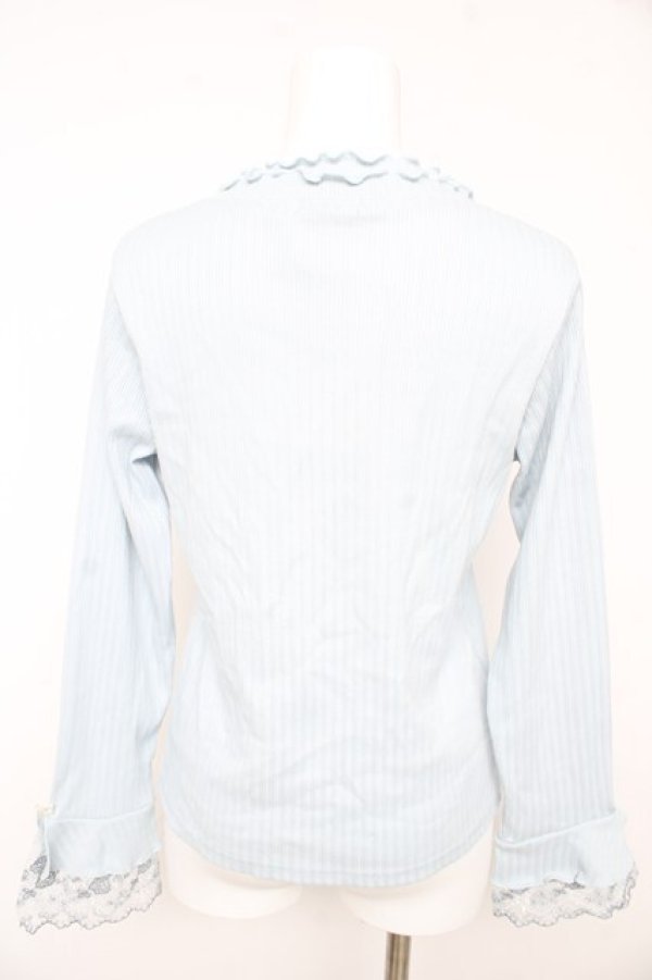 画像2: axes femme / フラワーカラーレースリブプルオーバー F サックス Y-26-02-13-097-AX-TO-SZ-ZY (2)