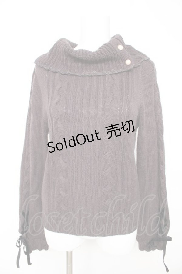 画像1: axes femme / 袖レースアップニット M チャコール Y-26-02-13-098-AX-TO-SZ-ZY (1)