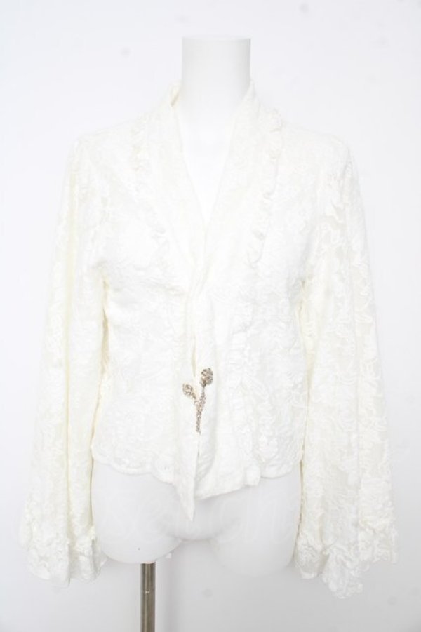 画像1: axes femme / 起毛レース姫袖風ボレロ F 白 Y-26-02-13-101-AX-TO-SZ-ZY (1)