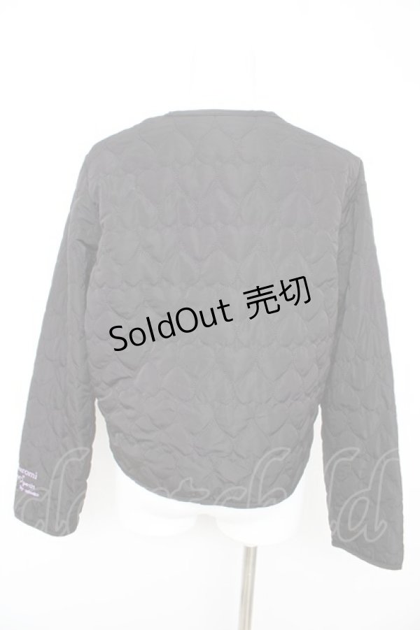 画像2: m petit by misako / クロミタフタハートキルトジャケット M 中黒 Y-26-02-13-104-LO-JA-SZ-ZT0220E (2)