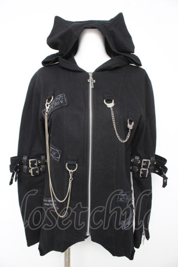 画像1: REACH Produced by Keystation / ネコミミフード変形パーカー F 黒 Y-26-02-13-110-PU-TO-SZ-ZY (1)