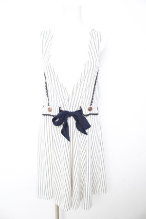 画像: axes femme POETIQUE / ストライプジャンパースカート M 生成り Y-26-02-13-112-AX-OP-SZ-ZY