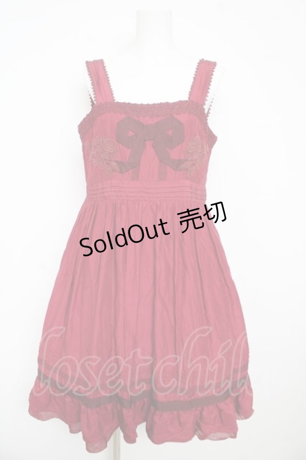 画像1: axes femme / バラレースリボンワンピース M ワイン Y-26-02-13-114-AX-OP-SZ-ZY (1)