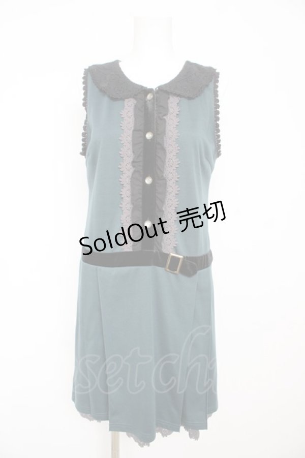 画像1: axes femme / ローウエスト切替ワンピース M グリーン Y-26-02-13-115-AX-OP-SZ-ZT0303T (1)