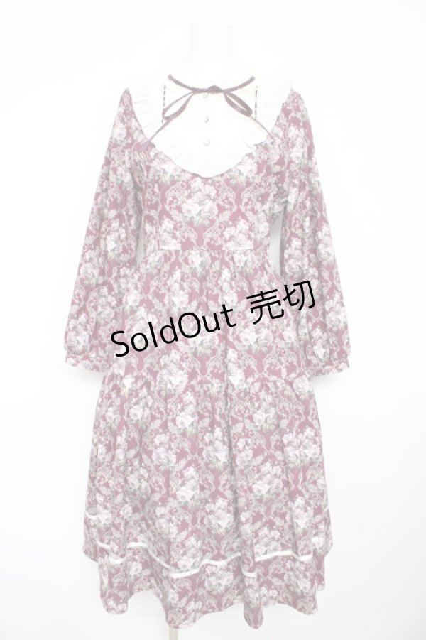 画像1: axes femme / ウォールオーナメント柄ワンピース M ボルドー Y-26-02-13-116-AX-OP-SZ-ZY (1)