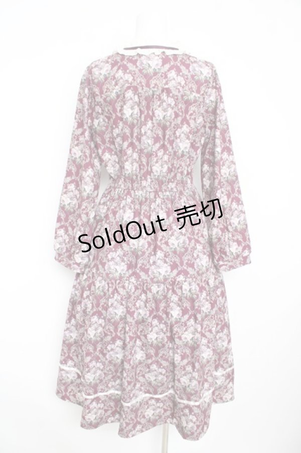 画像2: axes femme / ウォールオーナメント柄ワンピース M ボルドー Y-26-02-13-116-AX-OP-SZ-ZY (2)