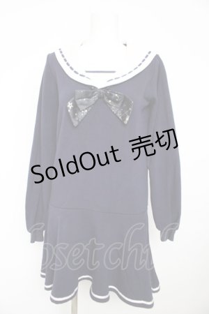 画像: Secret Honey / 裏起毛セーラーワンピース 2 ネイビー Y-26-02-13-119-CA-OP-SZ-ZY