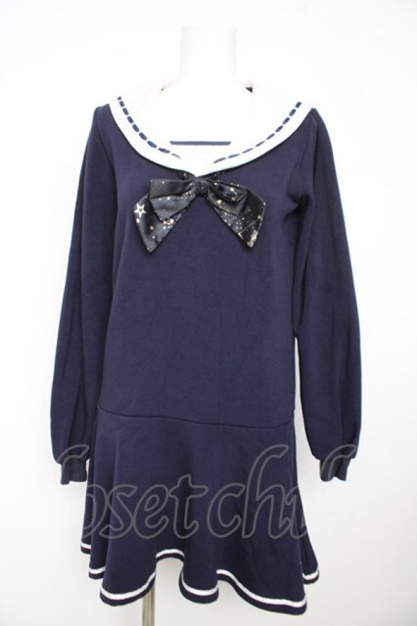 画像1: Secret Honey / 裏起毛セーラーワンピース 2 ネイビー Y-26-02-13-119-CA-OP-SZ-ZY (1)