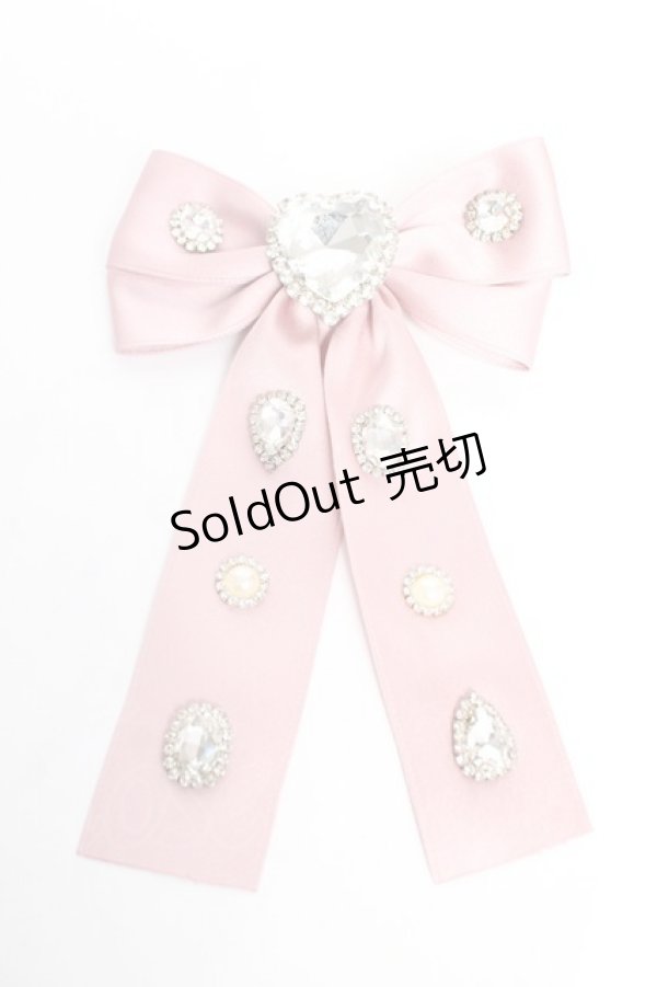 画像1: DearMyLove / キラキラビジューリボンクリップ  ピンク Y-26-02-13-015-EL-AC-SZ-ZT636-F005 (1)