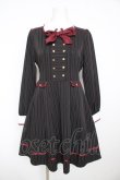 画像1: Amavel / 襟配色ストライプダブルボタンワンピース F 黒 Y-26-02-13-121-CA-OP-SZ-ZY (1)
