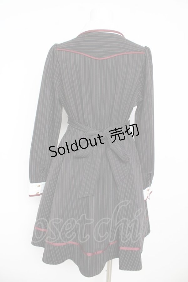 画像2: Amavel / 襟配色ストライプダブルボタンワンピース F 黒 Y-26-02-13-121-CA-OP-SZ-ZY (2)