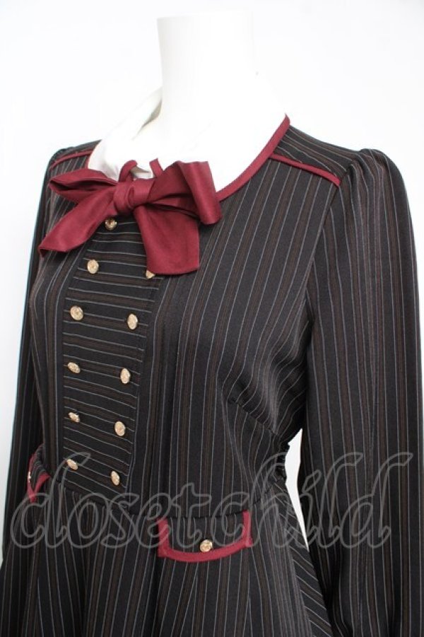 画像3: Amavel / 襟配色ストライプダブルボタンワンピース F 黒 Y-26-02-13-121-CA-OP-SZ-ZY (3)