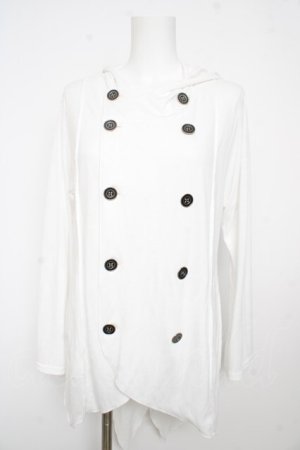 画像: ALGONQUINS / エンブレムpt変形カーディガン F 白 Y-26-02-13-123-AL-TO-SZ-ZY