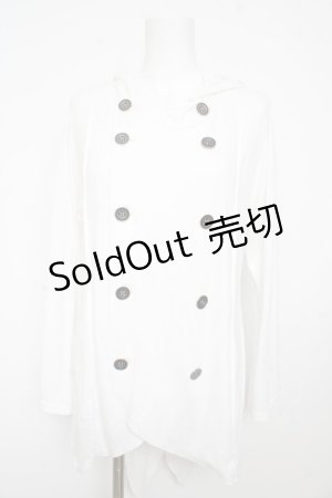 画像: ALGONQUINS / エンブレムpt変形カーディガン F 白 Y-26-02-13-123-AL-TO-SZ-ZY