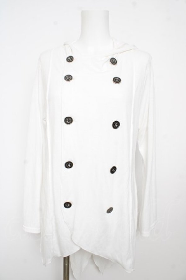 画像1: ALGONQUINS / エンブレムpt変形カーディガン F 白 Y-26-02-13-123-AL-TO-SZ-ZY (1)