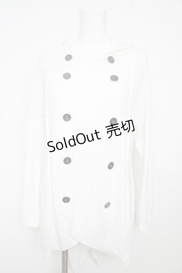 画像1: ALGONQUINS / エンブレムpt変形カーディガン F 白 Y-26-02-13-123-AL-TO-SZ-ZY (1)