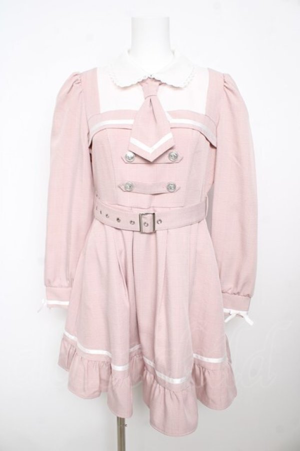 画像1: DearMyLove / 探偵ネクタイワンピース M ピンク Y-26-02-13-129-EL-OP-SZ-ZY (1)