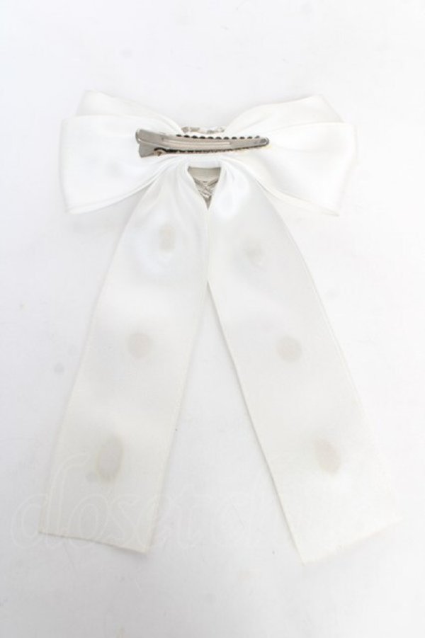 画像2: DearMyLove / キラキラビジューリボンクリップ  白 Y-26-02-13-016-EL-AC-SZ-ZY (2)