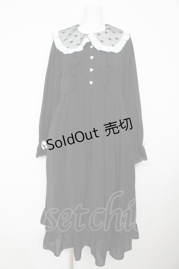 画像1: DearMyLove / 選べる襟無地orハートドットフリルワンピース M 黒 Y-26-02-13-131-EL-OP-SZ-ZS (1)