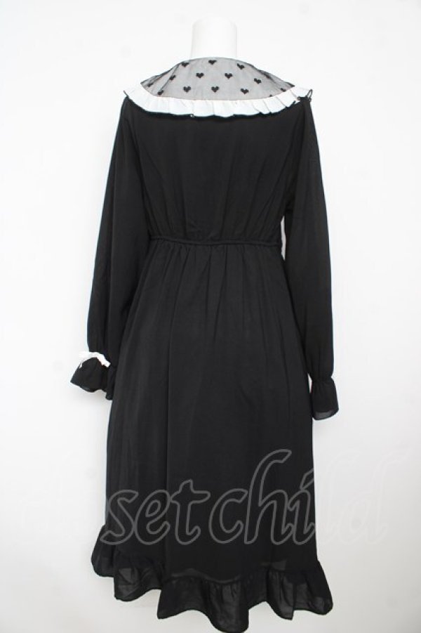 画像2: DearMyLove / 選べる襟無地orハートドットフリルワンピース M 黒 Y-26-02-13-131-EL-OP-SZ-ZY (2)