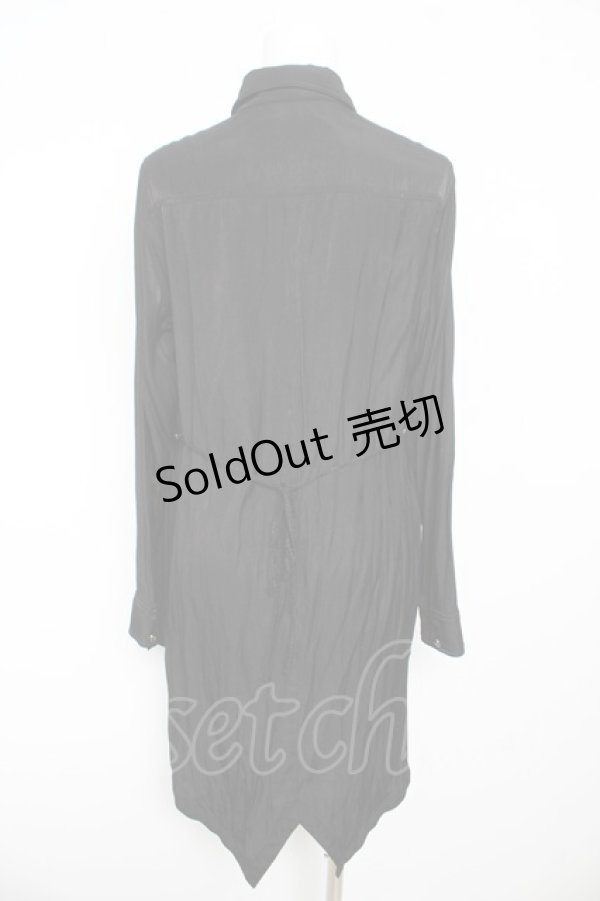 画像2: ALGONQUINS / ジャボ付き変形ロングシャツ F 黒 Y-26-02-13-135-AL-BL-SZ-ZY (2)