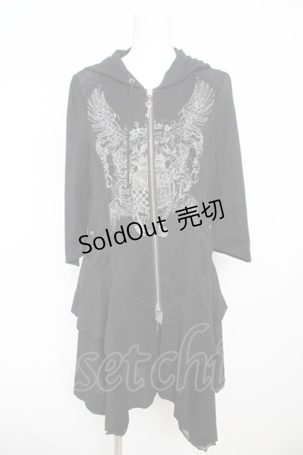 画像1: Rozen Kavalier / 羽根プリントパーカーカーディガン  黒 Y-26-02-13-136-OO-TO-SZ-ZY (1)