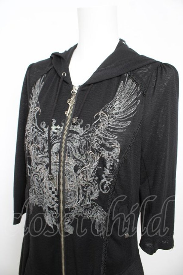 画像3: Rozen Kavalier / 羽根プリントパーカーカーディガン  黒 Y-26-02-13-136-OO-TO-SZ-ZY (3)