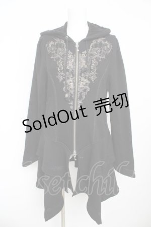 画像: Rozen Kavalier / 鍵チャーム裏起毛フリルパーカー  黒 Y-26-02-13-137-OO-OP-SZ-ZY