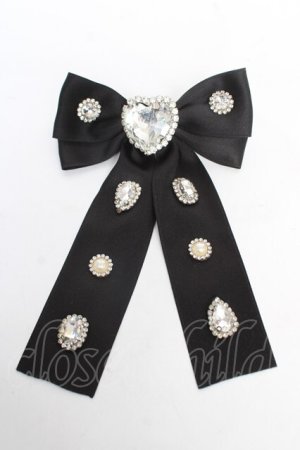 画像: DearMyLove / キラキラビジューリボンクリップ  黒 Y-26-02-13-018-EL-AC-SZ-ZY