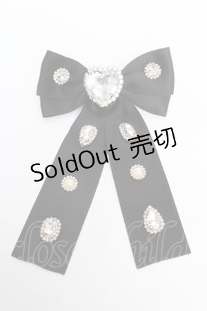 画像: DearMyLove / キラキラビジューリボンクリップ  黒 Y-26-02-13-018-EL-AC-SZ-ZT636-F004