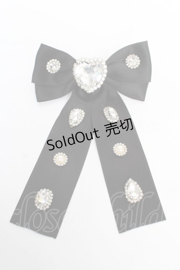 画像1: DearMyLove / キラキラビジューリボンクリップ  黒 Y-26-02-13-018-EL-AC-SZ-ZT636-F004 (1)