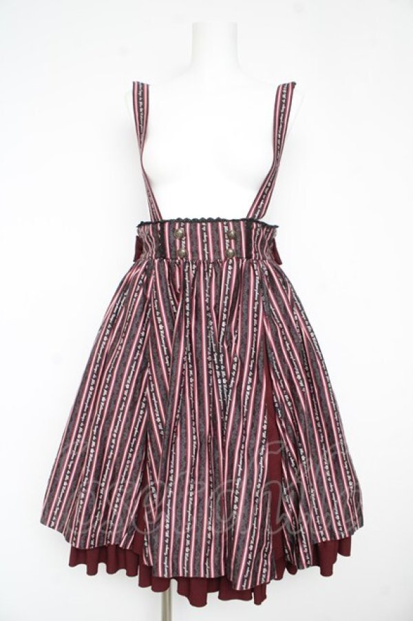 画像1: metamorphose / Royal stripe スカート  エンジ Y-26-02-13-145-ME-SK-SZ-ZY (1)