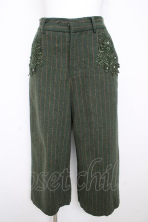 画像: axes femme / 花レースストライプパンツ M グリーン Y-26-02-13-147-AX-PA-SZ-ZY